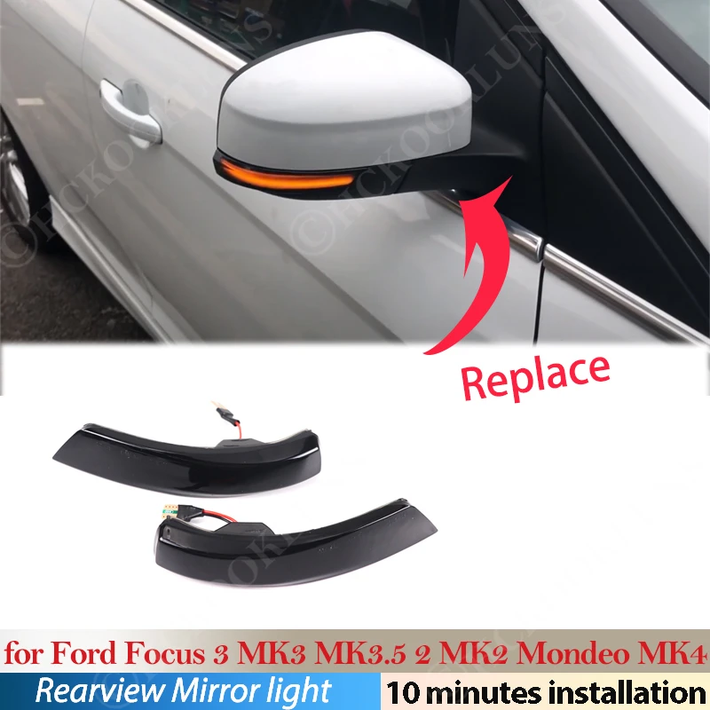 LED Dynamic Turn Signal Blinker Side Mirror Indicator Light for Ford Focus 3 MK3 MK3.5 Hatchback 2 MK2 Mondeo MK4 Facelift Car