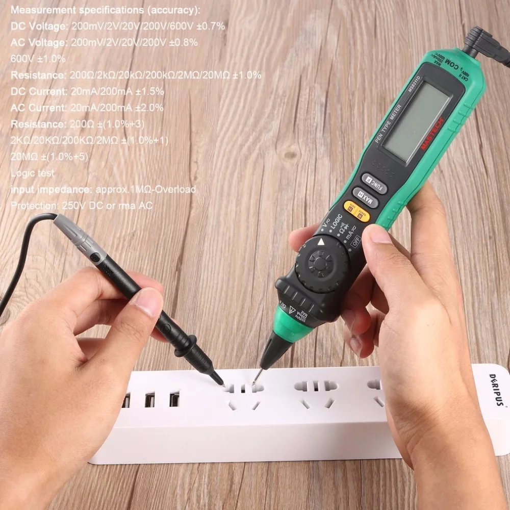 

Mastech MS8211D Multimeter Pen-type Digital Multimeter Manual/Auto Range AC/DC Current Voltage Meter With Logic Level Test