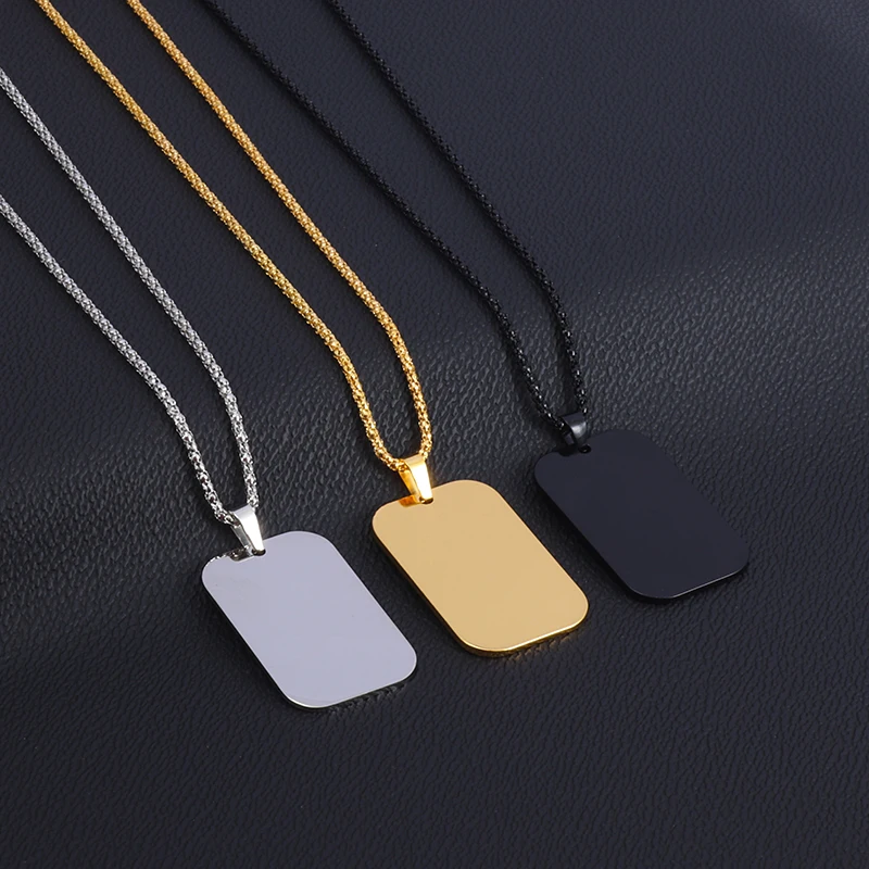 

Trend Simple Design Fashion Alloy Tag Necklace for Men Hip Hop Party Street Accessories Gift