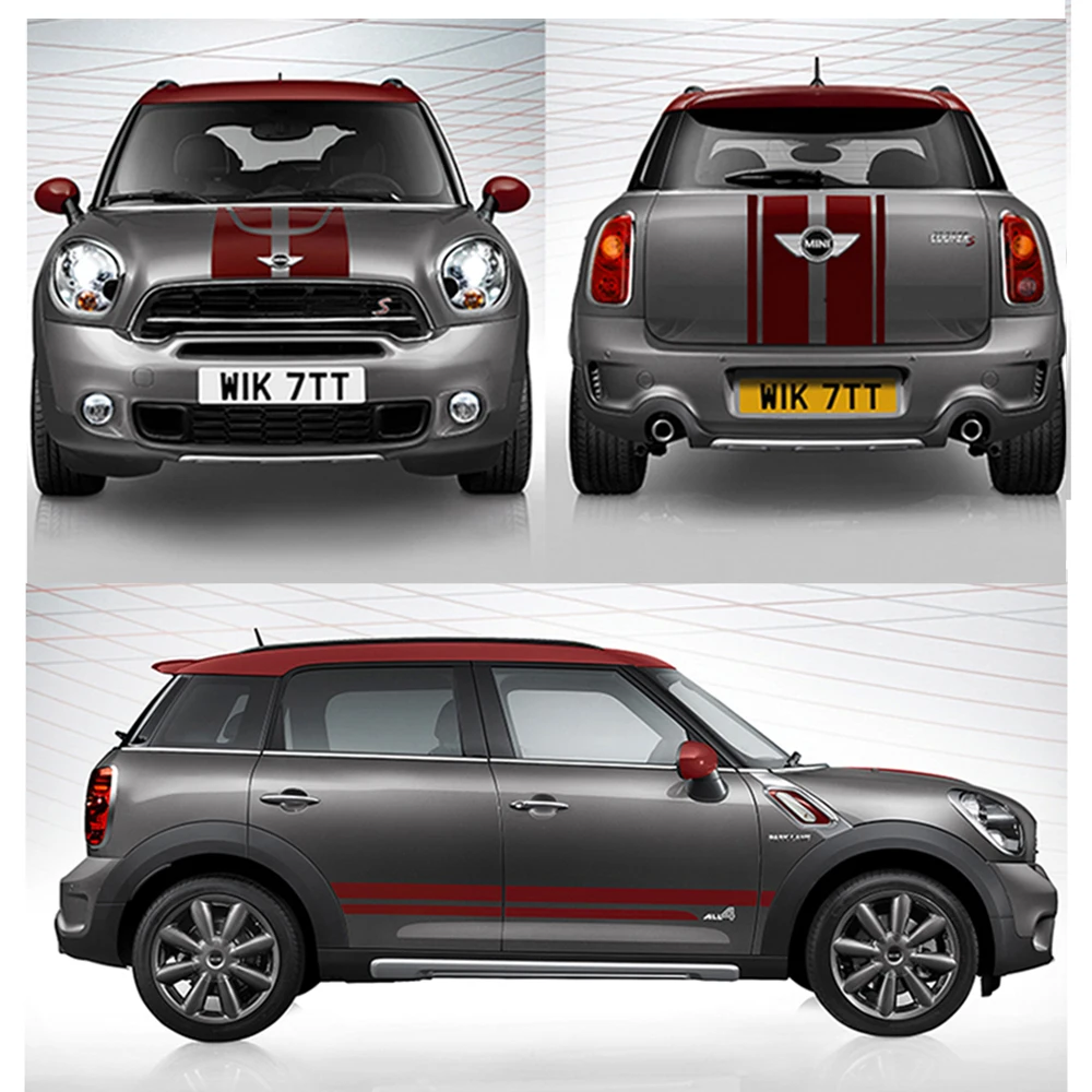 

For Mini Cooper S JCW R60 Countryman Decoration Car Accessories Car Hood Engine Trunk Body Side Skirt Stripes Decals Stickers