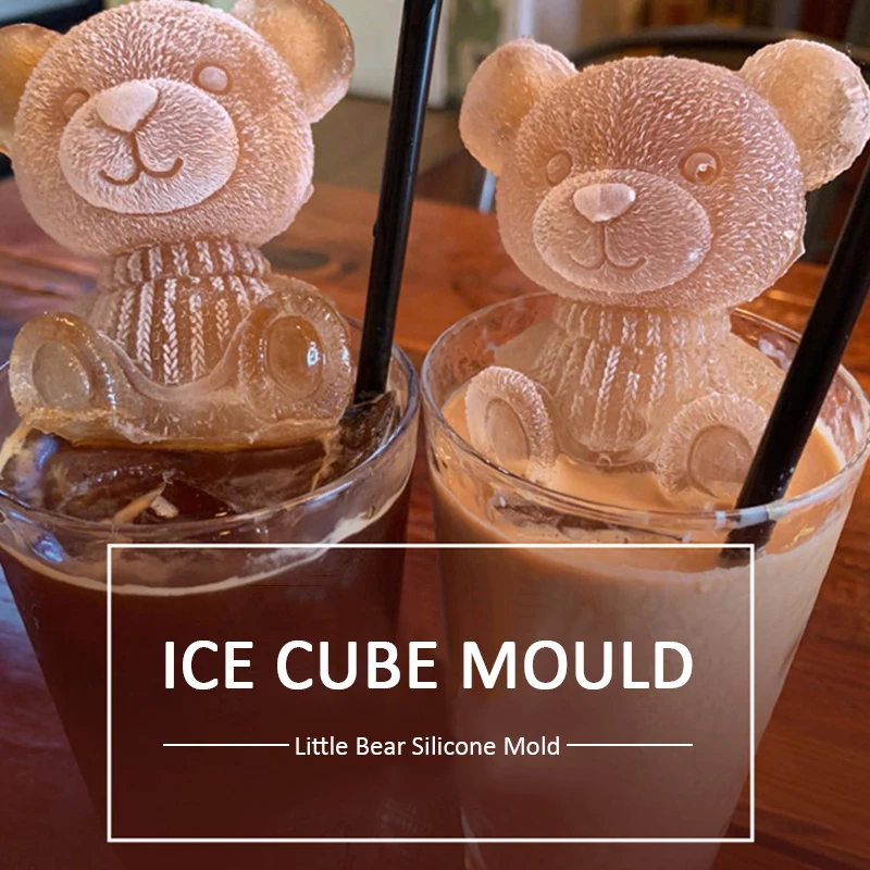 

3D Silicone Mold Chocolate Soap DIY Ice Cream Coffee Drink Juice Whiskey Bear Shape Chocolate Maker Tool Decorating Baking Tools