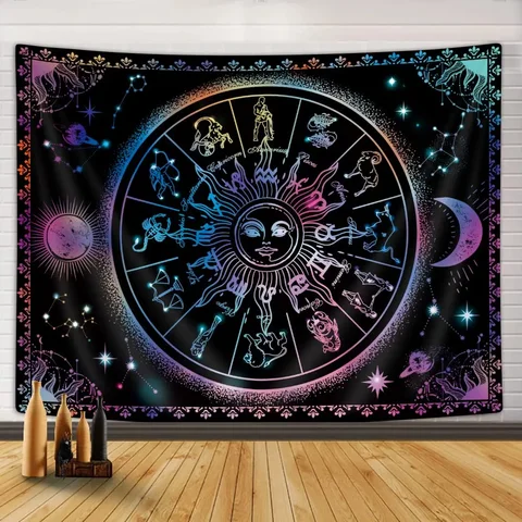Декор для дома с изображением Луны звезд созвездий гобелен знаков зодиака галактики космоса богемный фон на стену ткань