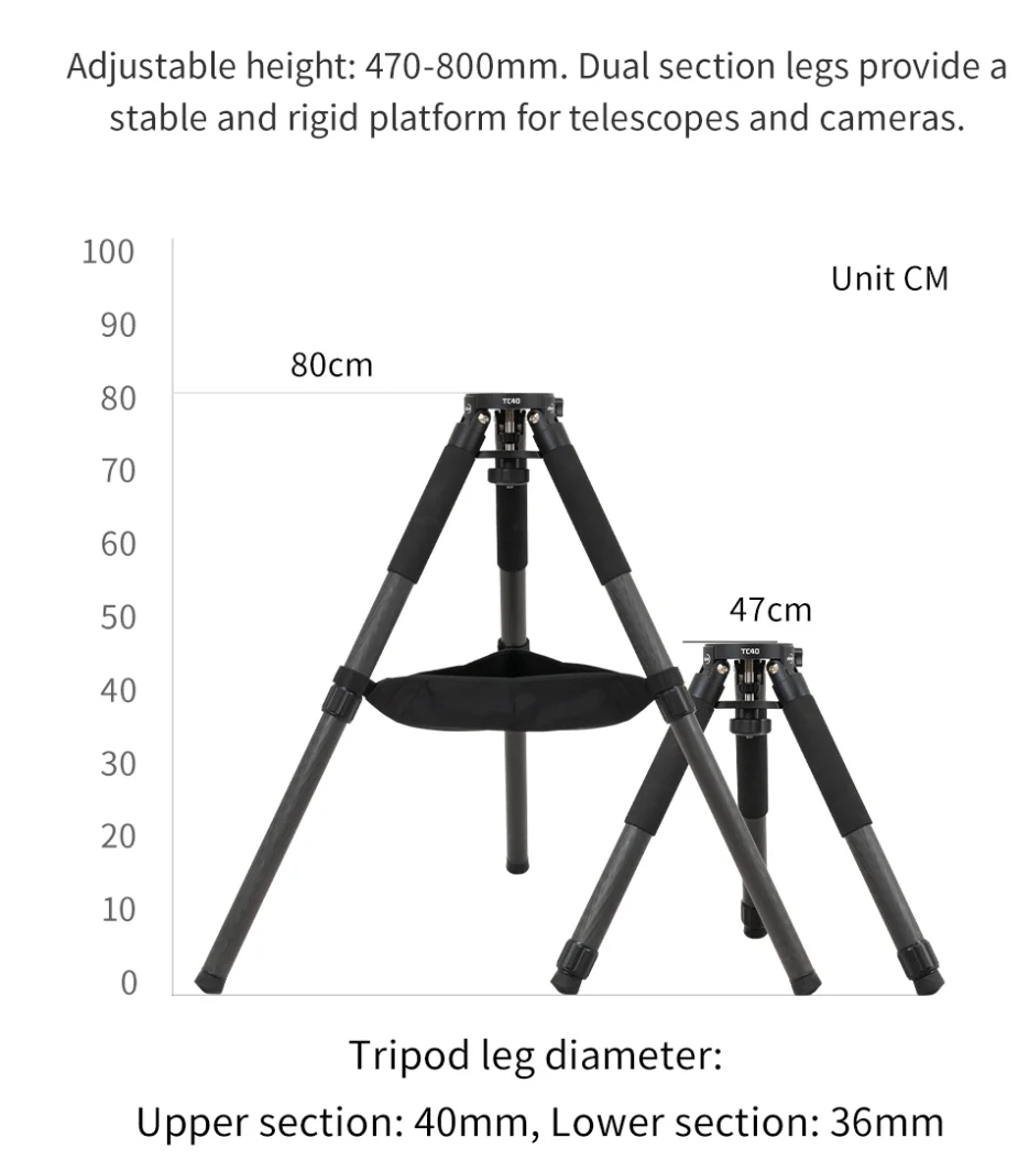 Телескопический штатив TC40 из углеродного волокна для AM5 JUWEI и похожих креплений