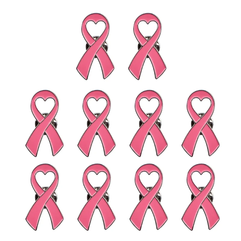 

10Pieces Pink Ribbon Brooch for Women Girl Decorative Badge Brooch Ornament 264E