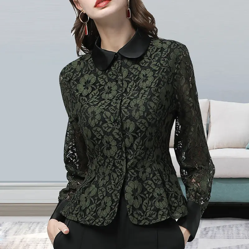 

Fashion Lace Blouse Spring Summer Office Lady Top