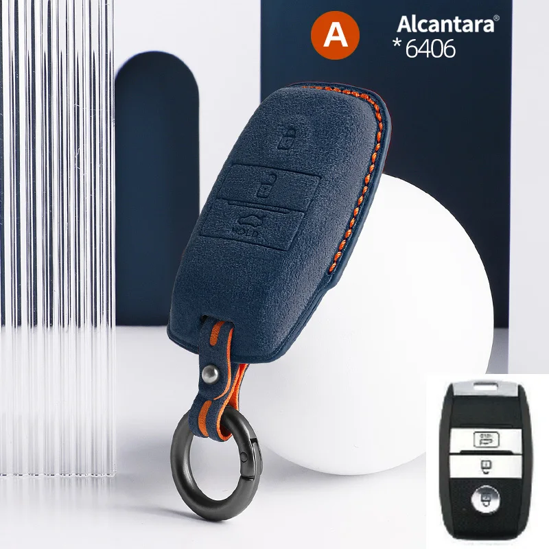

Alcantara Car Key Case Cover Holder Key Shell Buckle For Kia Sorento SportageR K3 K4 K5 KX3 KX5 KX7 KX1 Accessories