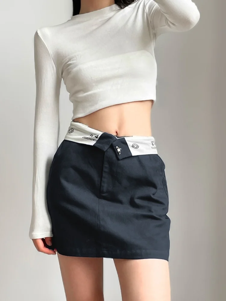 

Женская юбка с запахом на бедрах, черная повседневная юбка в западном стиле, модель Y2k на лето, 2023