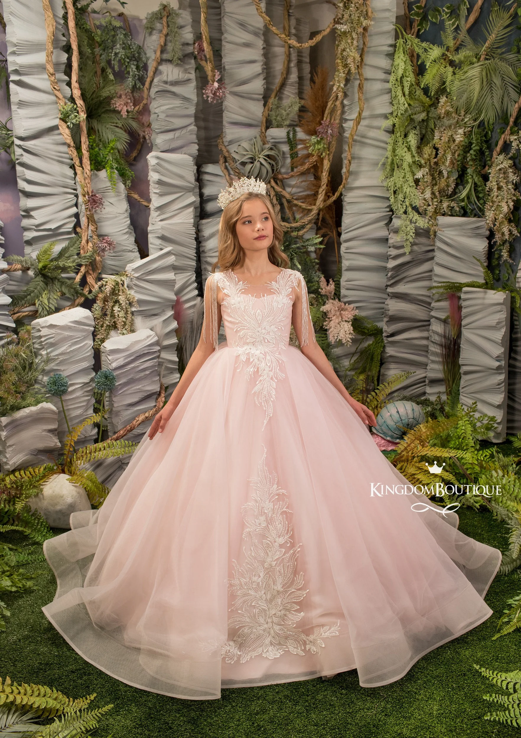 Румяно-розовое кружевное тюлевое платье с цветочным узором для девочек особых