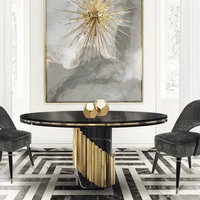 modern round brass stainless steel base marble top dining table home dining room sets made in china marble top dining table