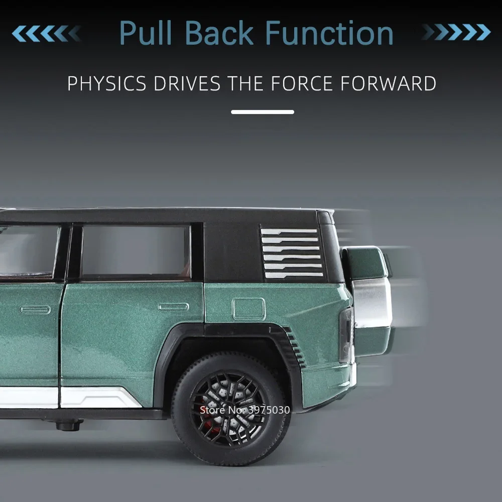 ciśnieniowo ze stopu 1:24 BYD YANGWANG U8 Model Zabawki Samochody światłem Dźwięk 6-drzwiowe otwierane koło SUV Pojazd do ciągnięcia Prezenty