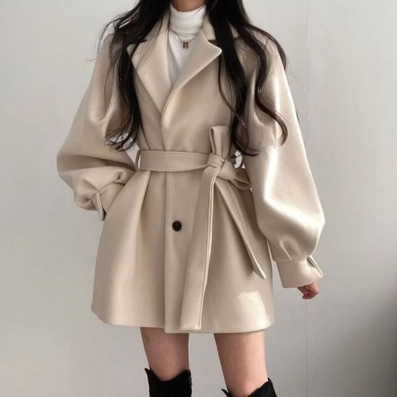 

Trench Coat for Women Jackets Women Clothes Spring and Autumn Korean Version Trench Coat Double-Breasted Belted Lady Cloak