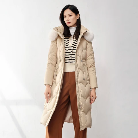 Chericom женская зимняя куртка-пуховик с капюшоном, воротник из лисьего меха, пуховик на утином пуху, термотонкие куртки с подкладкой на шнурке 299227