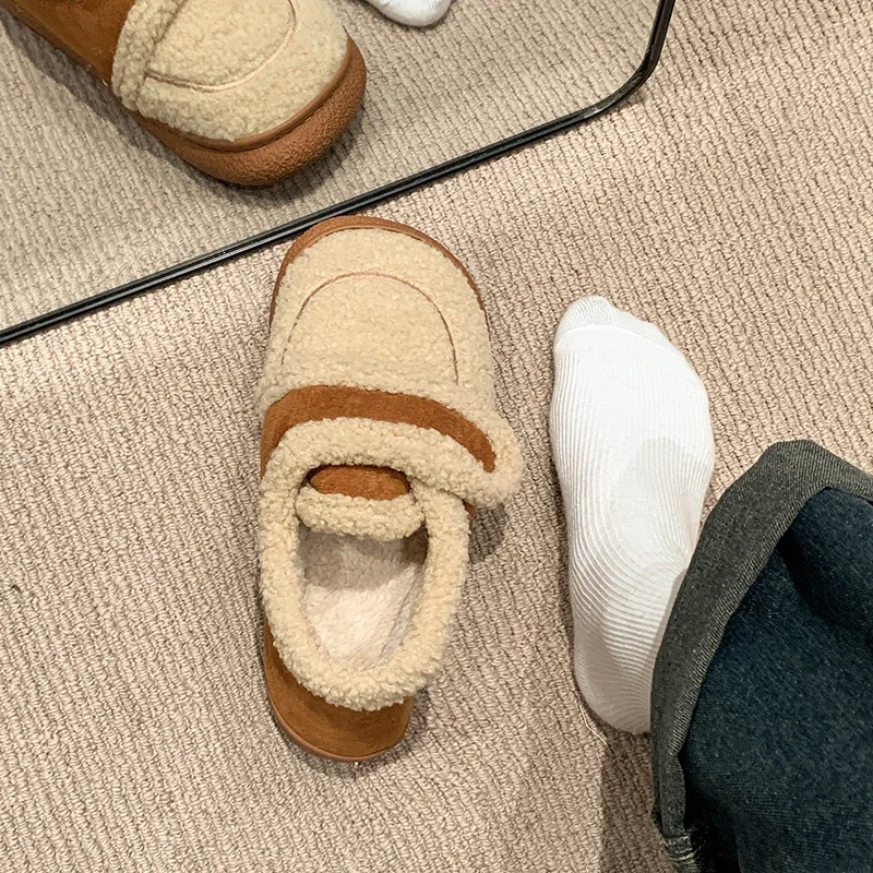 2024 плюшевые меховые тапочки для женщин зимние уличные пушистые теплые хлопковые