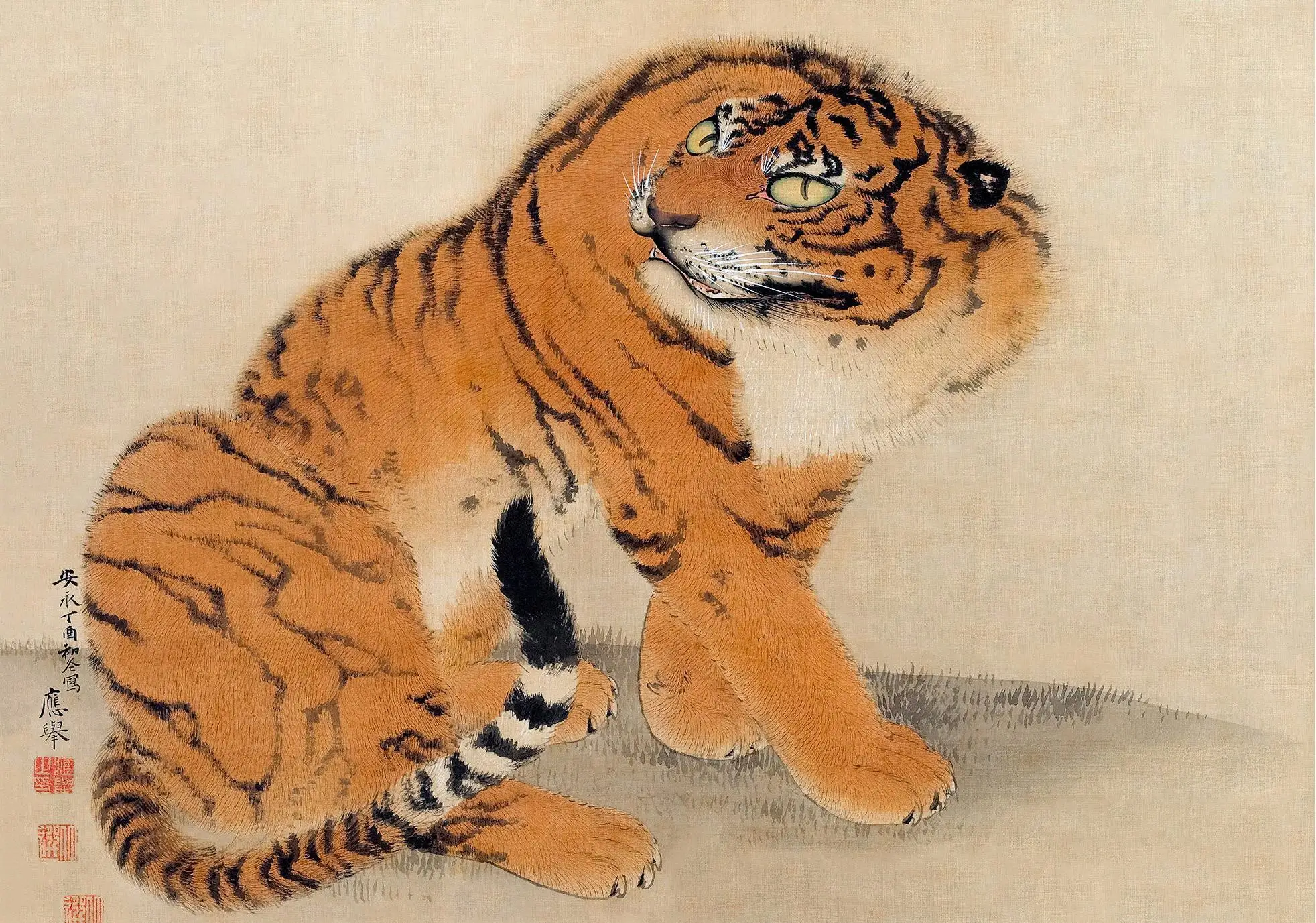 

Современная китайская народная картина "Фerocious Tiger", печать на холсте