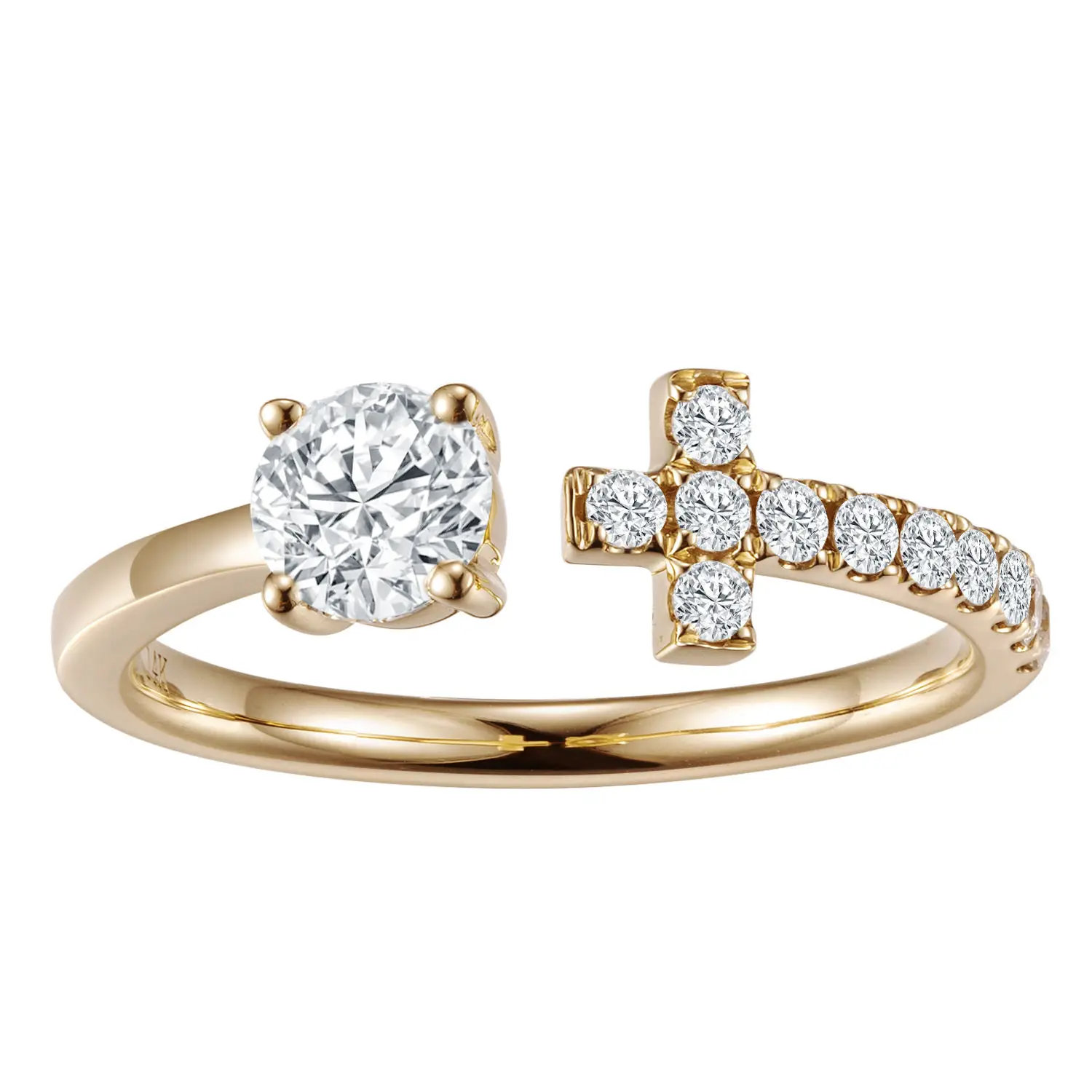 Обручальное кольцо с бриллиантом круглой огранки 1 карат желтое золото 14