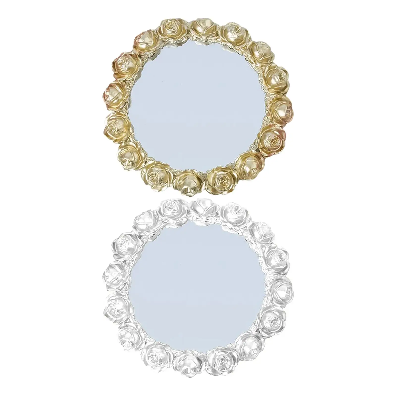 

Mirror Serving Tray, Jewelry Display Plate,European Style Bathroom Serving Tray, Perfume Tray for Bedroom, Bathroom Dresser