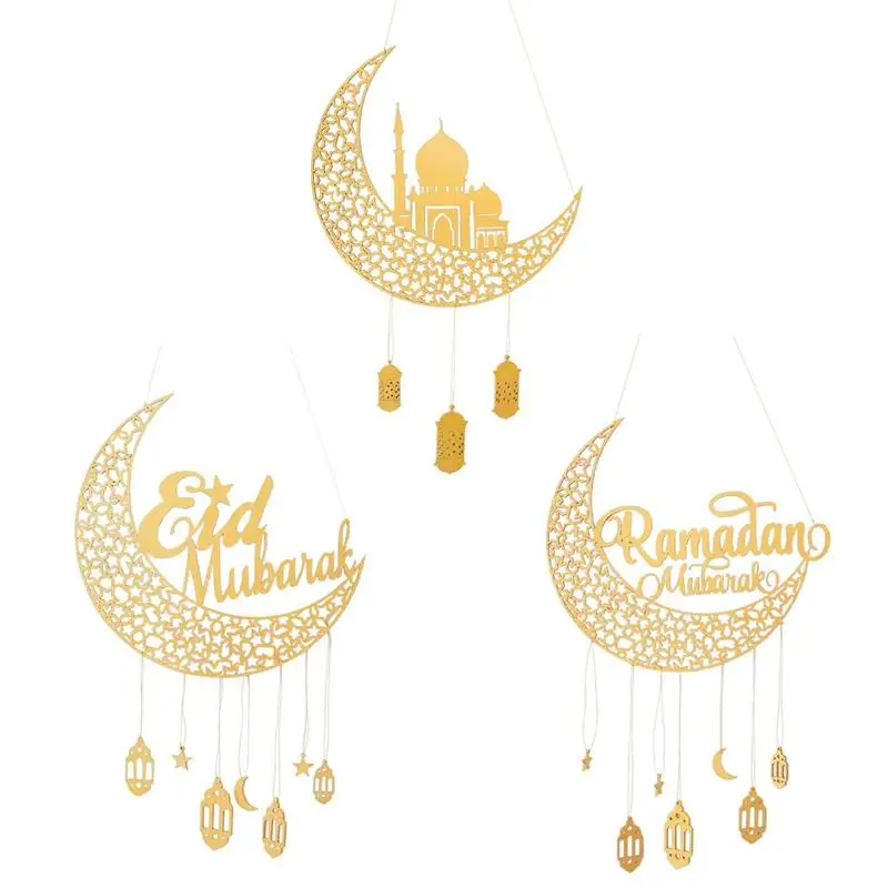 

Eid Mubarak Star Moon Gold Pendants Ramazan Decoration 2023 Home Islamic Festival Party Ramzan Kareem Ornaments Party Supplies