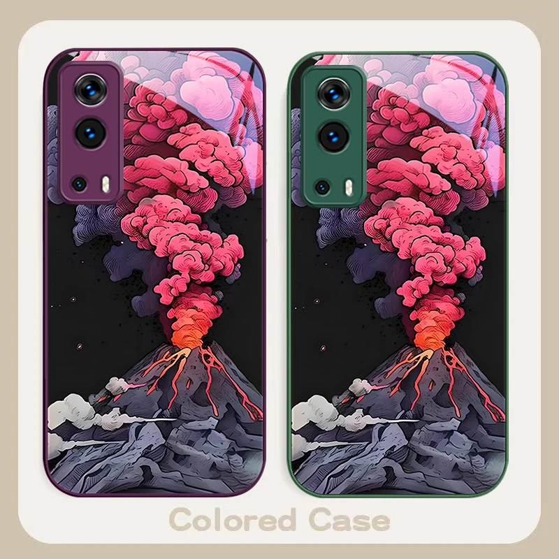 Simple Pink Volcanic For VIVO Y72 X100 Pro Y55 16 V20 29 V30 X60 Y11s Y20 X80 5G Y36 4G V23e Tempered Glass Phone Case