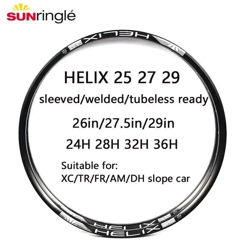 Sunringle HELIX TR25 27 29 вакуумный обод колеса 28H 32H 29/27 5/26 дюймов велосипедный для