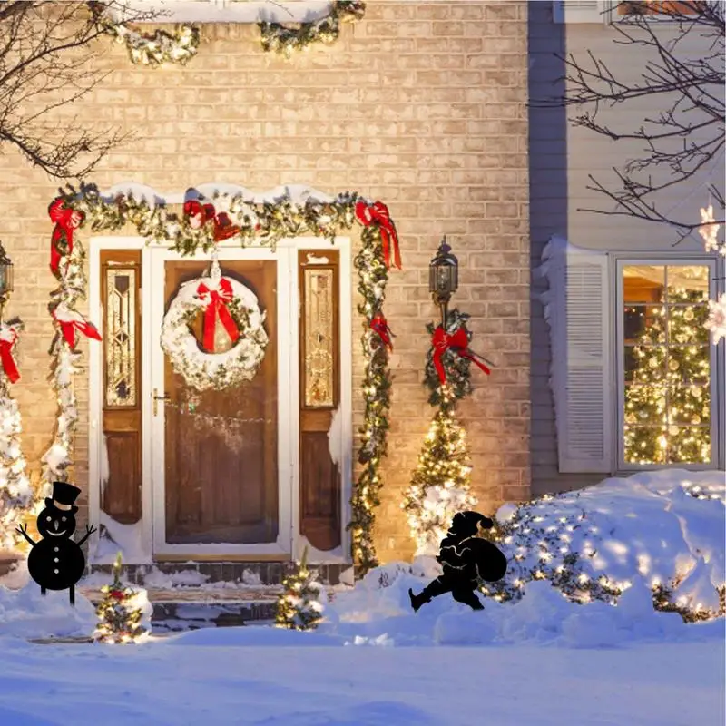 

Christmas Lawn Decorations Outdoor Christmas Decoration Snowman Stake Plain White Template Solid Metal Hollow Carving Design For