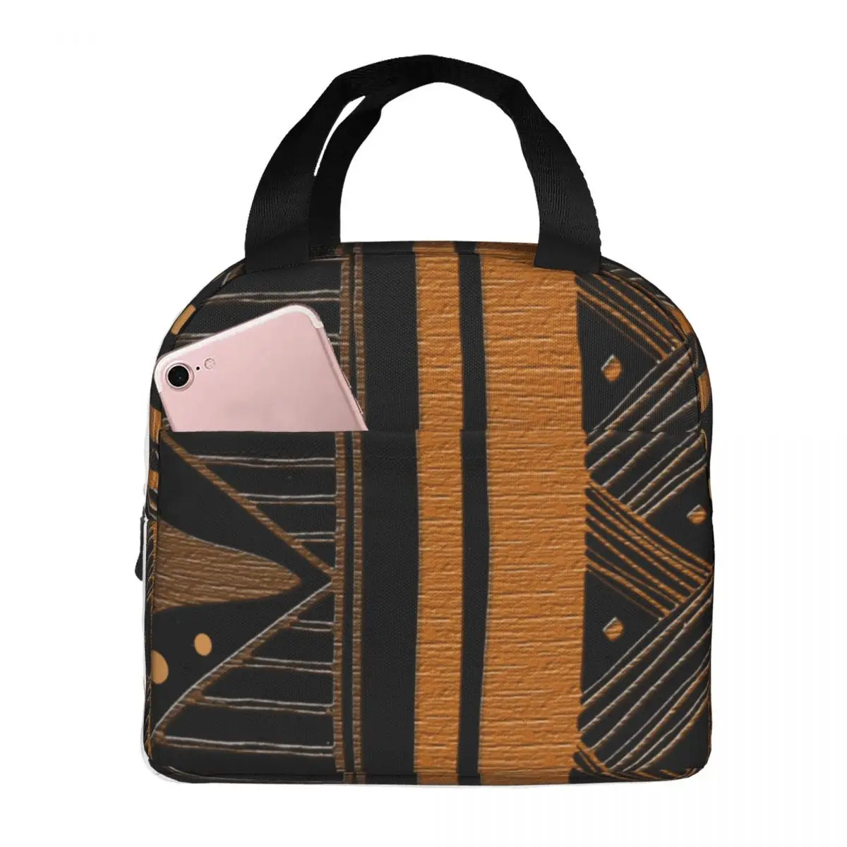 African Design Lunch Bag Waterproof Insulated Canvas Cooler Bag Ancient Thermal Food Picnic Travel Tote for Women Girl