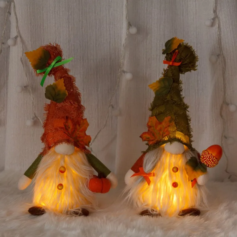 

Fall Gnome Glowing Faceless Doll Sunflower Swedish Nisse Tomte Elf Dwarf Plush Ornaments for Christmas Autumn Thanksgiving Decor