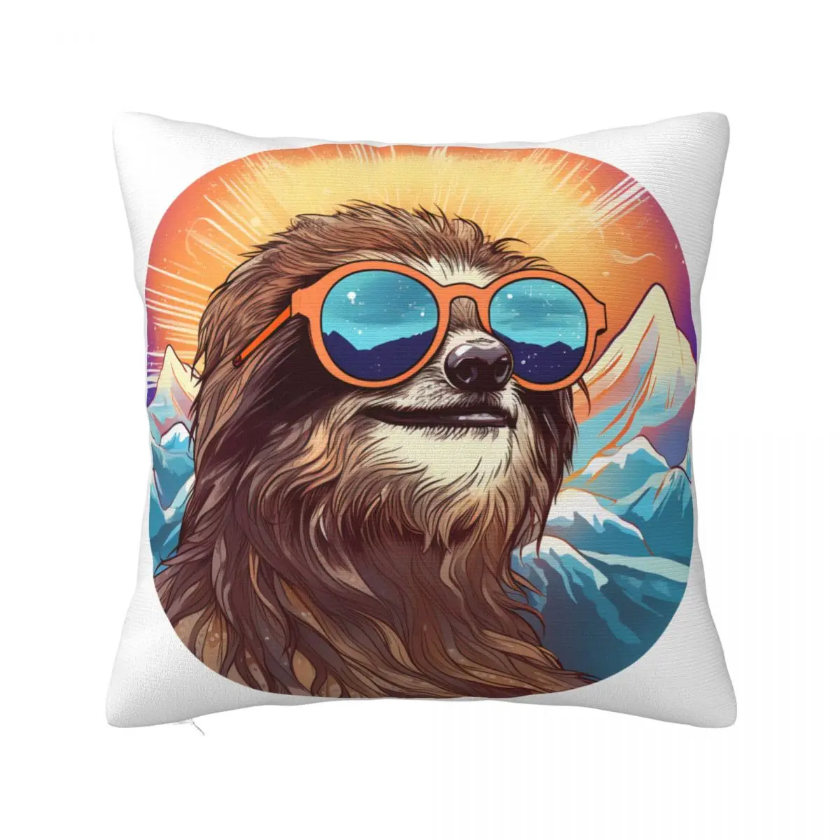

Sloth Pillow Case Sky Landscape Glasses Kawaii Polyester Pillowcase Cushion Zipper Spring Cover