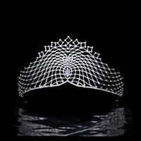 big cubic zirconia mesh design tiara for weddingcrystal bridal headpiece diadem for girlpromparty head jewelry ch10403