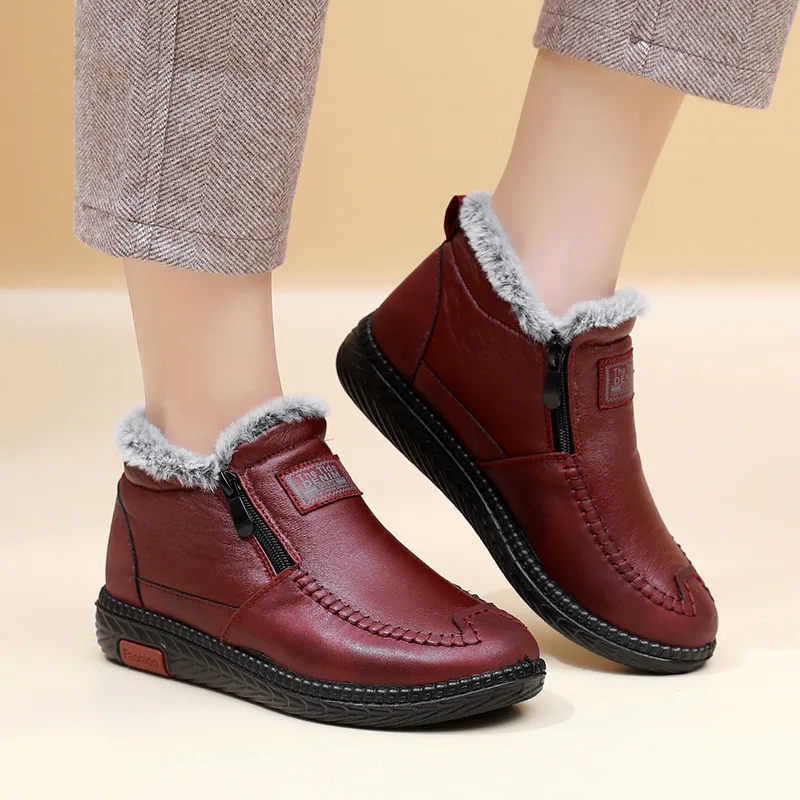 

2023 New Thick Fur Warm Sneakers Women Plush Wedges Loafers Designer Handmade Sewing Scar Fur Booties Winter Fuzzy Casual Shoes