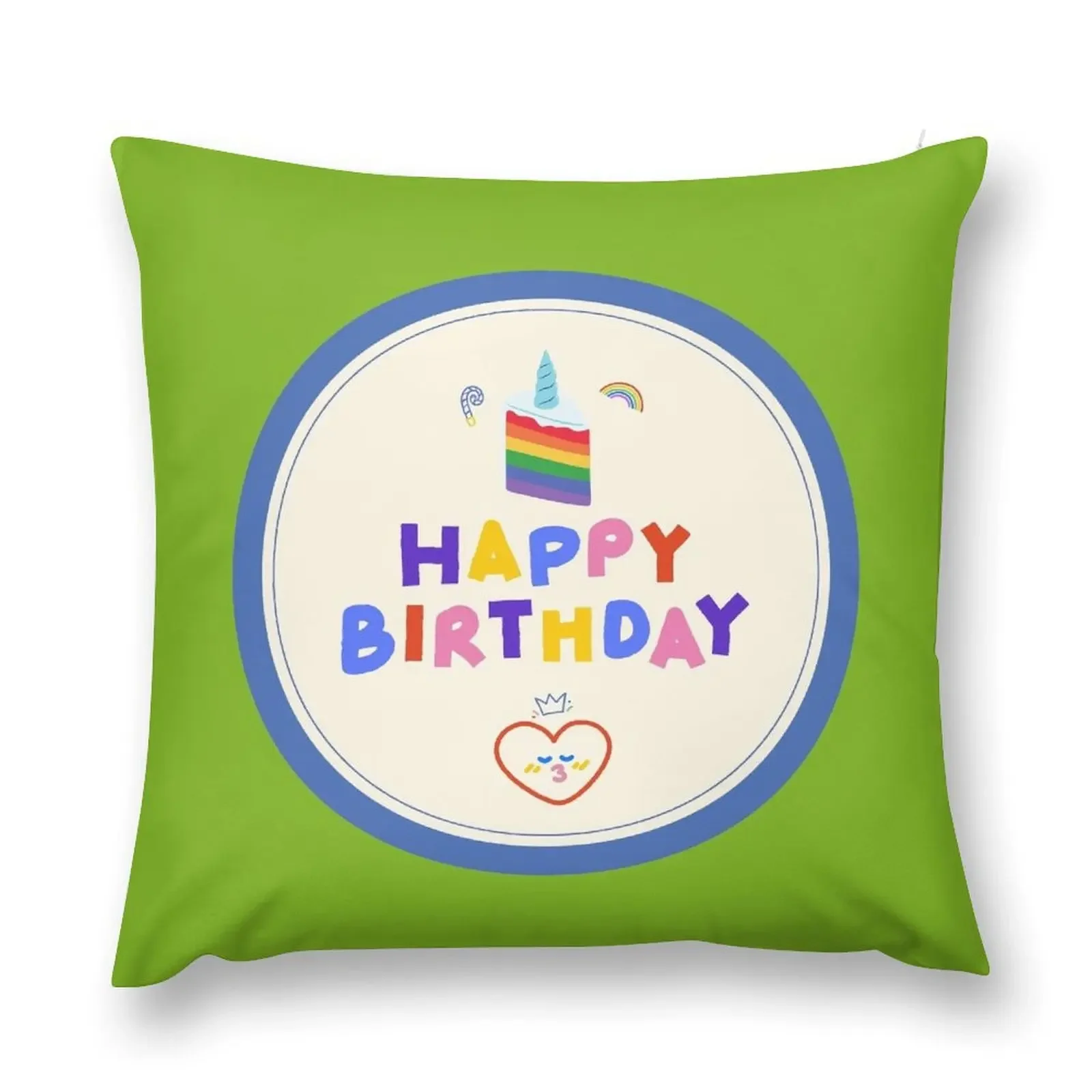 Сине-кремовая красочная декоративная подушка с днем рождения рождественские