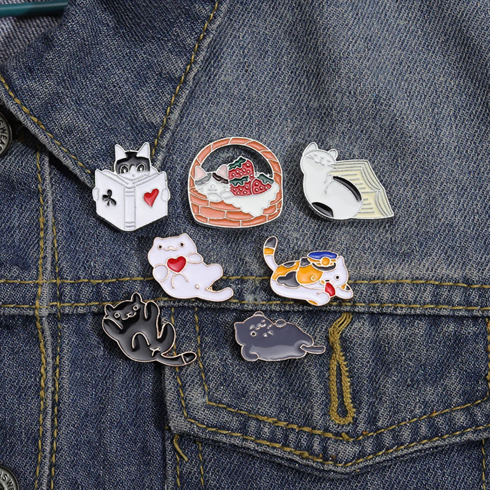 

7 Pcs Decorative Hat Cartoon Animal Brooches Backpack Pin Retro Lovely Backpacks Book Clothes Lapel