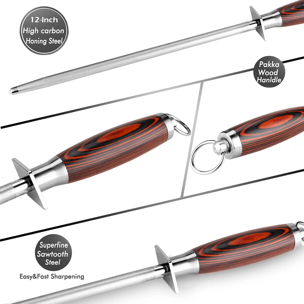 Намагниченная точилка для ножей профессиональная 12 дюймов с цветной деревянной