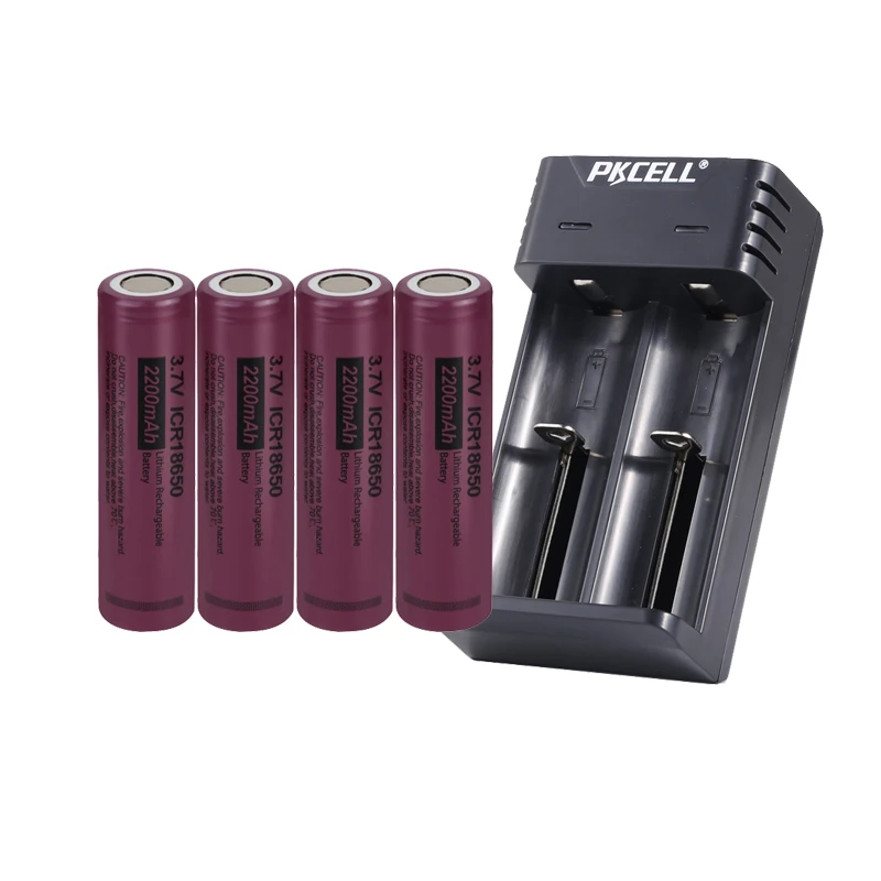 

4PC PKCELL ICR 18650 battery 3.7v li-ion rechargeable batteries and 18650 Charger Li-ion battery USB Independent Charging