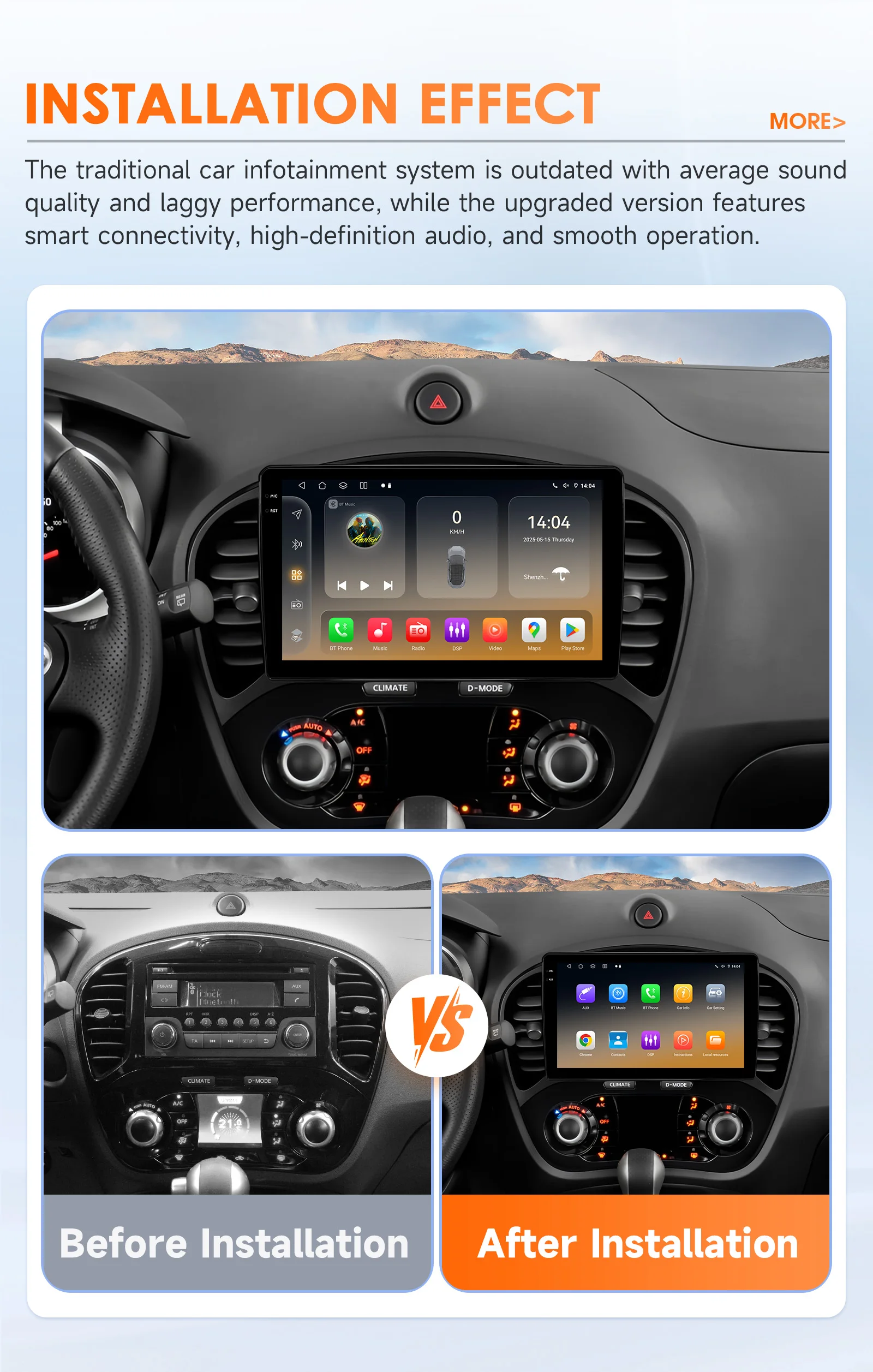 Фото Автомагнитола Hizpo 9 дюймов с навигацией для Nissan JUKE 2010-2014, интеллектуальные системы, беспроводной CarPlay, 8 ГБ ОЗУ, 128 ГБ ПЗУ, GPS, DSP, Wi-Fi, 4G №2
