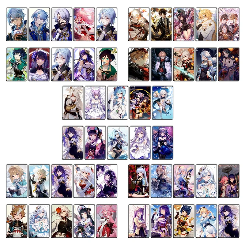 

10 Pcs/Set Anime Genshin Impact Crystal Card Stickers Delicate Bus Student ID Card Decorative Stickers For Fans Cosplay