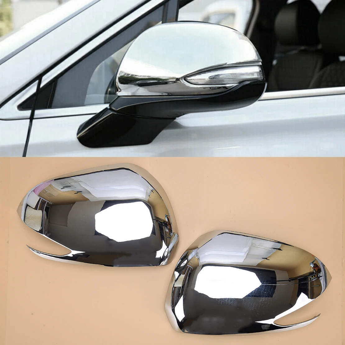 

1 Pair Silver Car Left Right Side Chrome Rear View Mirror Cover Trim Cap ABS Fit for Hyundai Santa Fe 2019 2020 2021 2022
