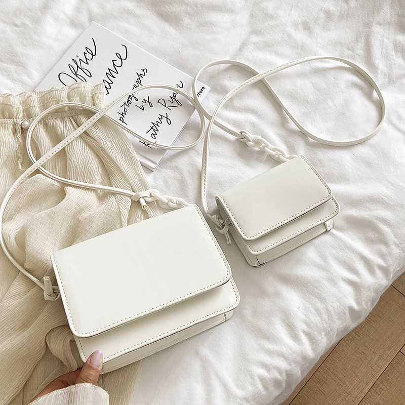 

Ladies Little Square Pack 2022 Trend New All-Match Shoulder Crossbody Bag Fashion Solid Color Chain Women PU Messenger Bags