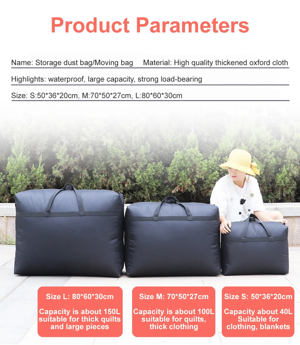 Unisex Large Capacity Folding Duffle Bag 3 Piece Set Extra Large Waterproof Moving Luggage Bags Home Storage Packing Tool