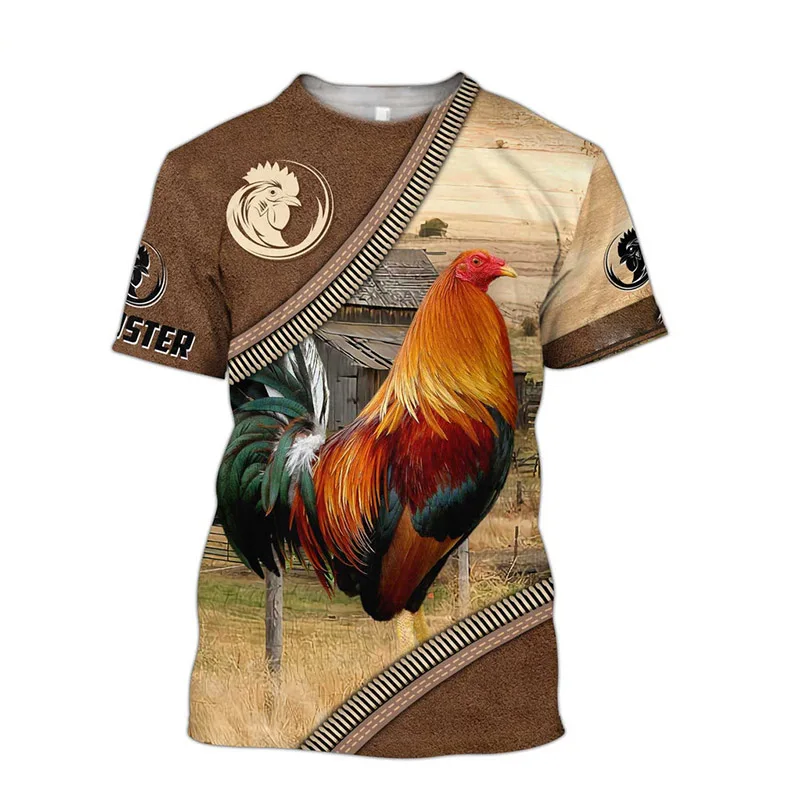 

Summer Men's T Shirt Rooster Graphics Tops 3D Printed Fashion Short Sleeve Oversized Tee Unisex Animal Streetwear Mexico T shirt