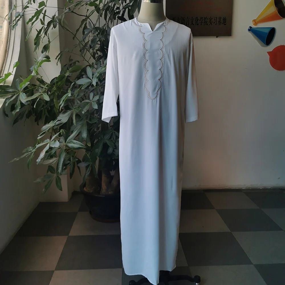 Men's Clothing Kaftan Dress Abaya Long Islamic Color Block Patchwork Djellaba Man Fashion Ethnic Style Men's Arabic Dress