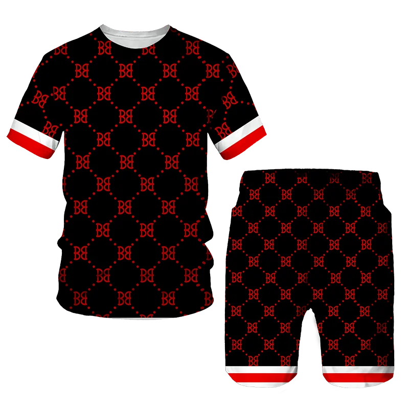 Luxury 3D Printing Men Tracksuit Men's Oversized Clothing T-shirt Shorts outfits Sets Streetswear Male Tshirt Set Summer Beach