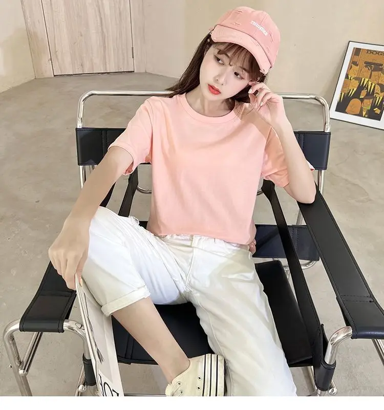 

Однотонная Летняя Повседневная рубашка с коротким рукавом и круглым вырезом, серая