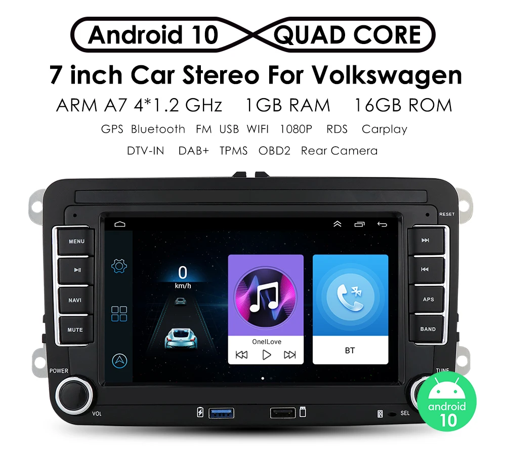 Автомагнитола на Android 10 для VW POLO GOLF 5 6 Plus PASSAT B6 JETTA TIGUAN TOURAN SHARAN SCIROCCO CADDY Seat Carplay аудио