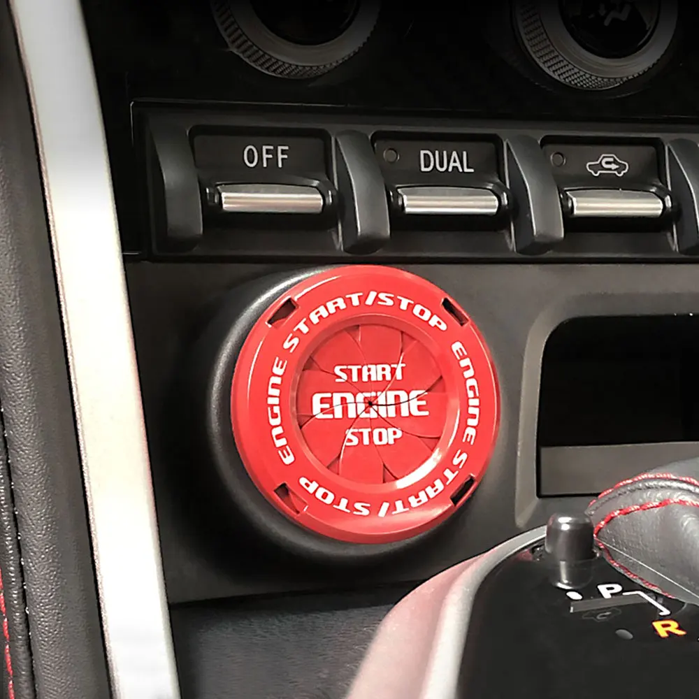 

Накладка кнопки запуска двигателя автомобиля, нажимная кнопка запуска двигателя, накладка кнопки запуска двигателя, красные детали интерь...