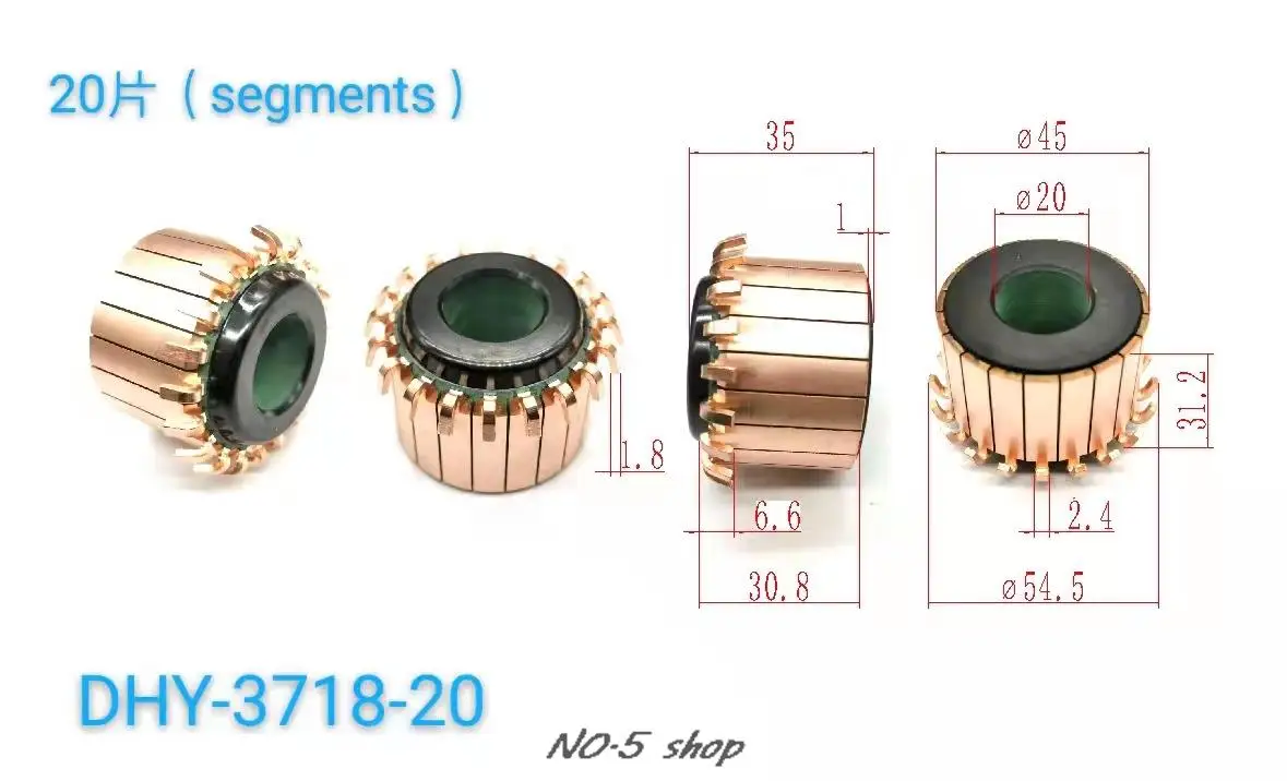 

5Pcs 45x20x31.2(35)x20P Copper Bars Electric Motor Commutator