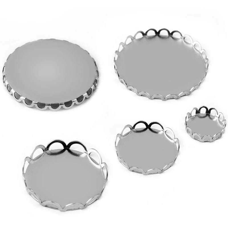 

40pcs Stainless Steel Pendant Base Bezel Blank Cabochon Fit 10 12 14 16 18 20 25MM Glass Beads DIY Jewelry Making Accessories