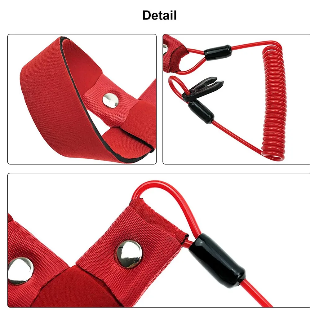 

1pc 160cm Red TPU Wrist Strap Boat Stop Safety Lanyard Outboard Motor Flameout Rope ForYamaha FX140 -Replace EW2-68348-00-00