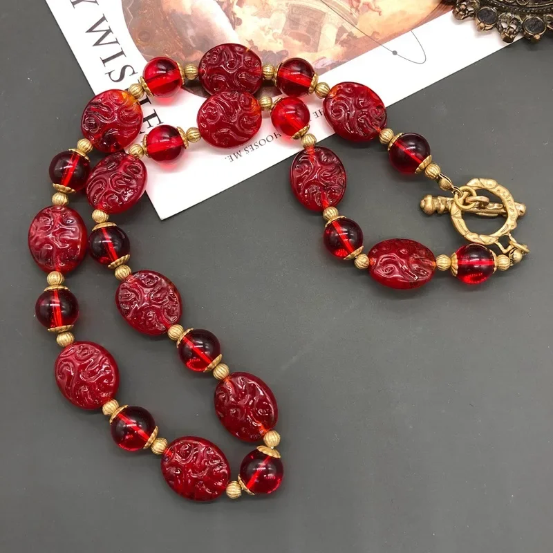 Красные ожерелья weye для женщин Винтажный средневековый стиль модные роскошные