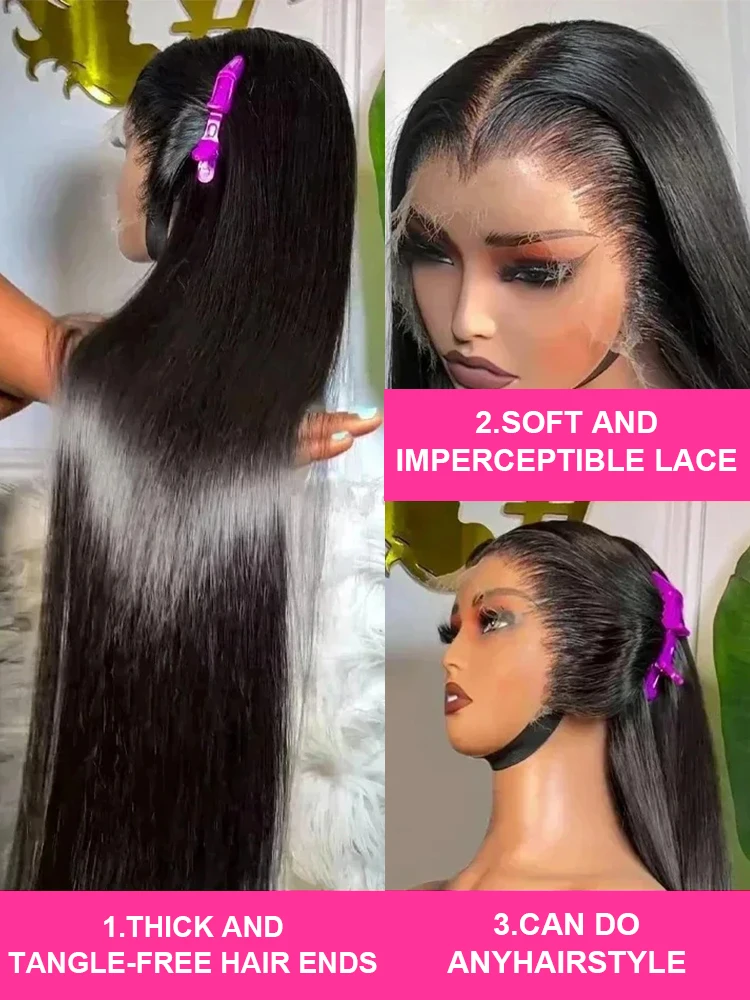 CEXXY 250% 40 46 дюймов прямые человеческие волосы парик на сетке спереди 13x4 13x6 HD