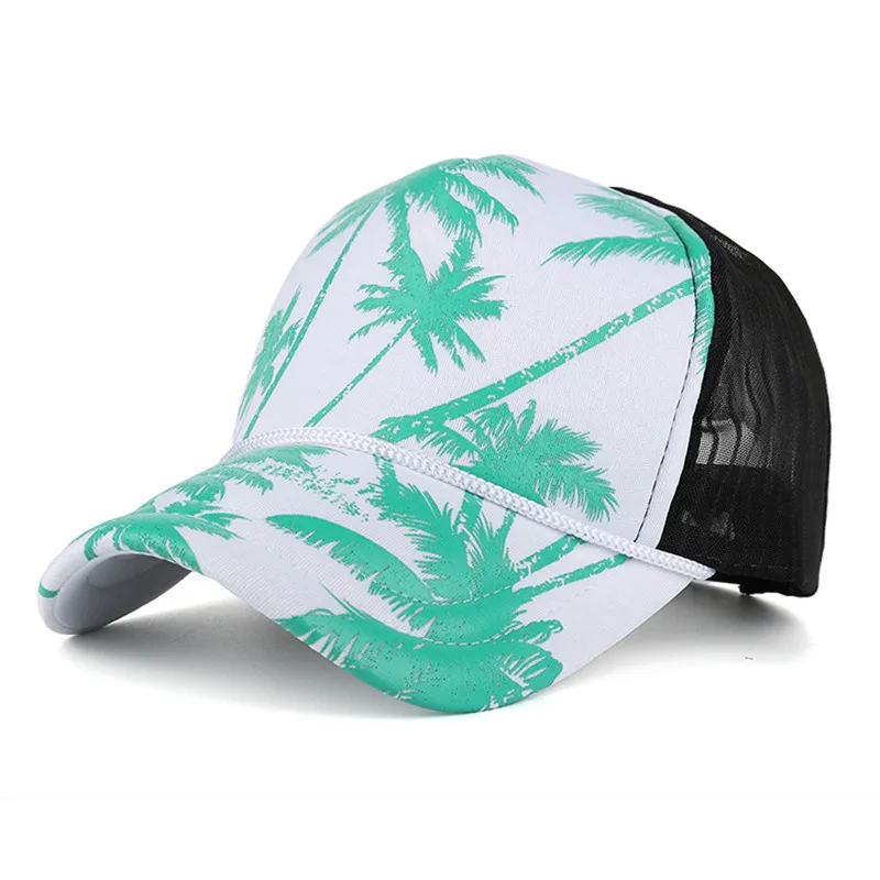 

Floral Printed Women Men Baseball Cap Coconut Tree Printing Snapback Unisex Hip Hop Hat UV Protection Fashion Adults Hats Cap